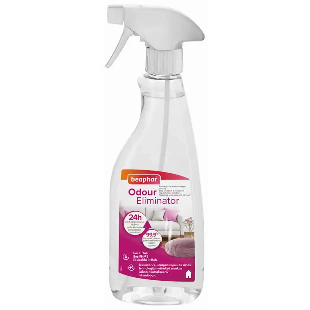 Dezodorants nepatīkamas smakas likvidēšanai telpās : Beaphar ODOUR ELIMINATOR 500ml.
