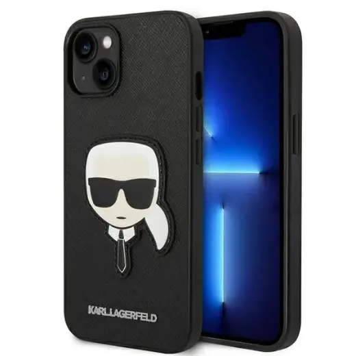 Karl Lagerfeld PU Saffiano Karl Head Case for iPhone 14 Black