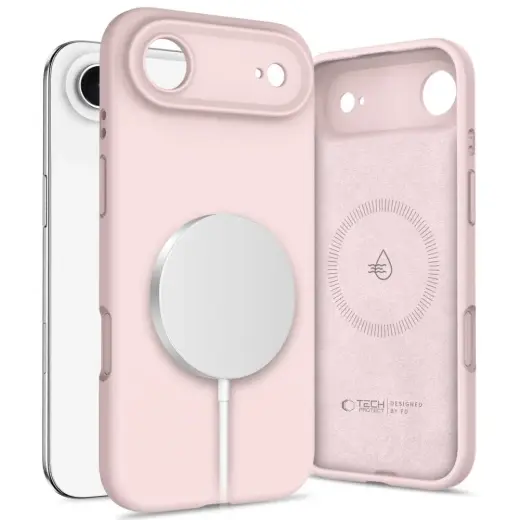 TECH-PROTECT Silicone phone case with MagSafe support for iPhone 17 Air pink