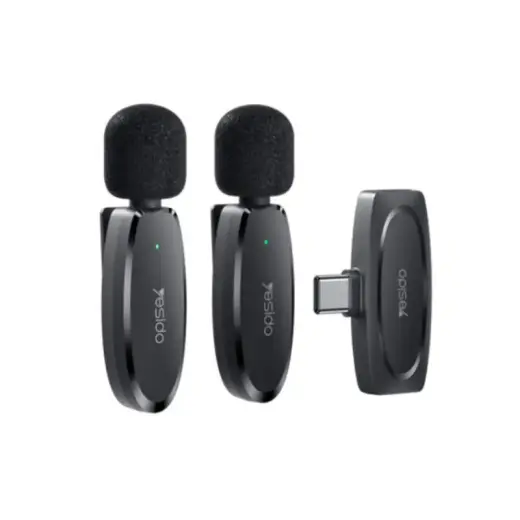 YESIDO KR13 MICROPHONE MEMS 2PCS WITH CLIP TYPE-C  WIRELESS 2,4GHz BLACK