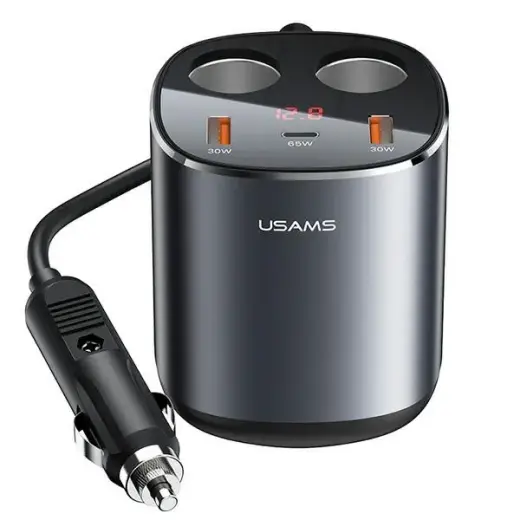 USAMS C28 car charger | 245W | USB-A, USB-C | gray, grey