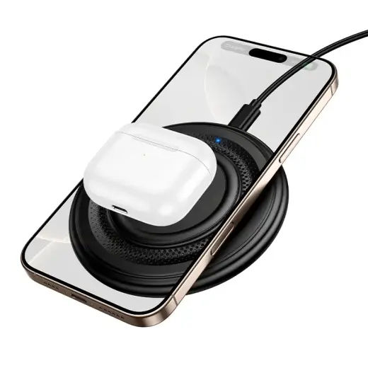 Borofone BQ40 Crown belaidis įkroviklis | Qi | 15W | juodas