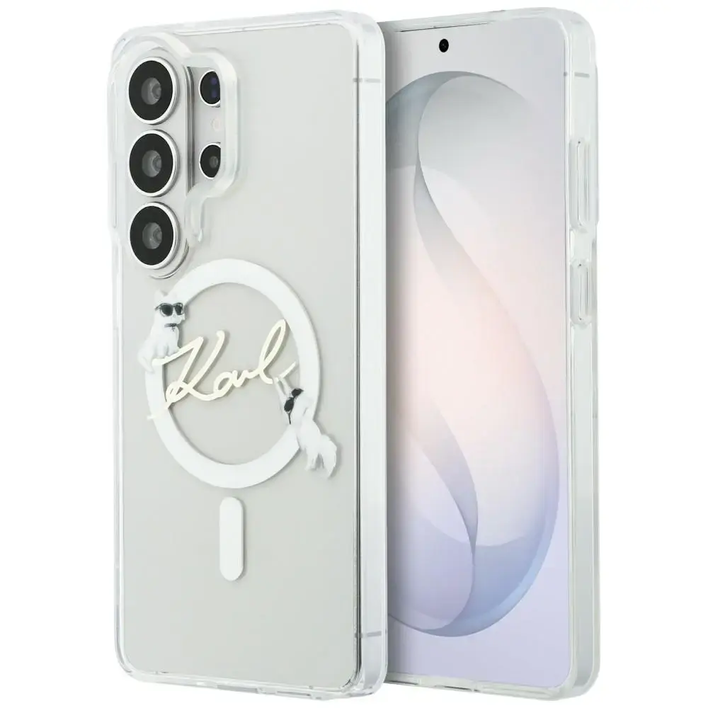 Karl Lagerfeld IML KC Script maciņš ar MagSafe atbalstu telefonam Samsung Galaxy S26 Ultra caurspīdīgs