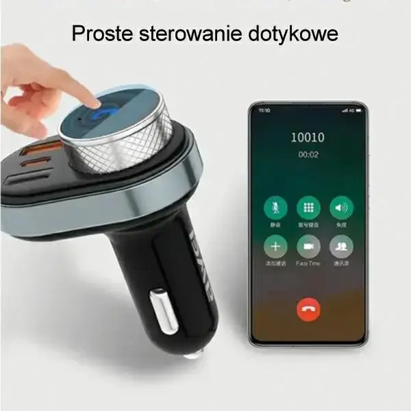 AWEI C-843 brīvroku komplekts ar FM raidītāju, Bluetooth 5.0, MP3, 1xUSB+1xUSB-C melns|melns
