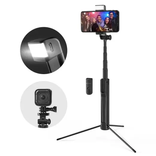 BlitzWolf BW-BS8 Selfie stick statyw 3w1 z lampą doświetlającą