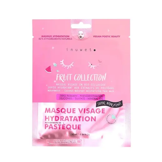 Inuwet, Fruit Collection, Watermelon, Hydrating, Regenerating & Refreshing, Sheet Mask, Face, Day & Night, 30 ml