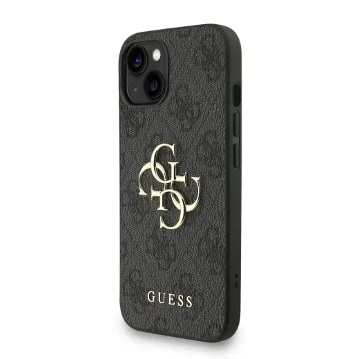Guess PU 4G metāla logo siksniņa telefona maciņš iPhone 15 melns