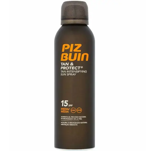 Piz Buin, Tan & Protect, Accelerates Natural Tanning, Sunscreen Spray, SPF 15, UVA/UVB protection, 150 ml