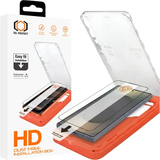 Tel Protect Dust-Free Easy Fit HD Titan Tempered Glass for Samsung Galaxy S25 black (with fingerprint unlock)