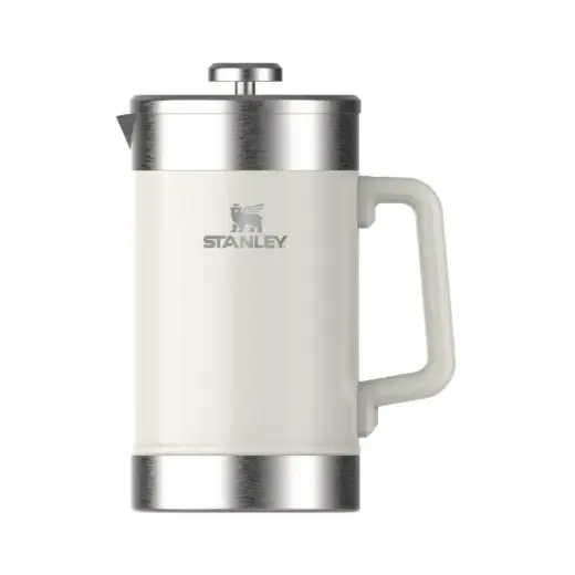The Stay-Hot French Press 1.4L coffee thermos in glossy cream color