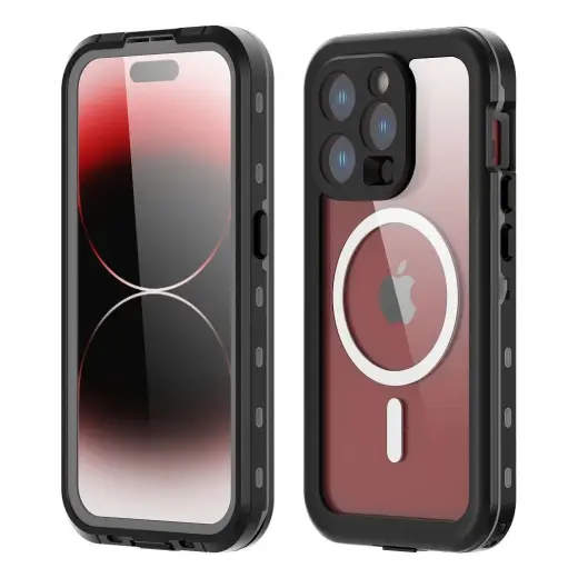 Shellbox DOT vandeniui atsparus telefono dėklas su MagSafe palaikymu iPhone 15 Pro juodas