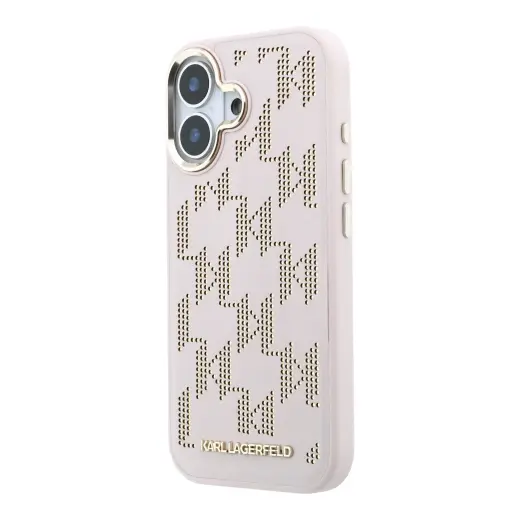 Karl Lagerfeld PU Perforated Monogram telefono dėklas su MagSafe palaikymu iPhone 17 rožinis