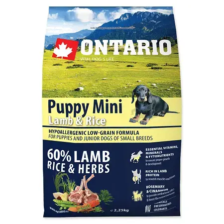 Dry food for puppies - Ontario Dog Puppy Mini Lamb and Rice, 2.25kg