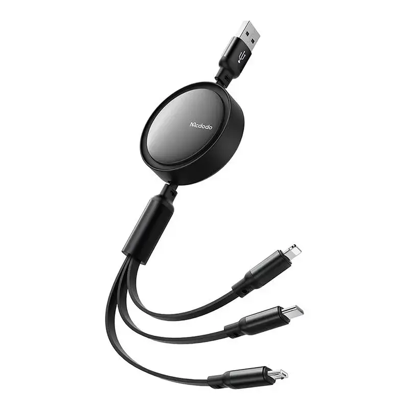 Mcdodo CA-7256 3-in-1 data transfer and charging cable | USB-A to USB-C, Lightning, Micro USB | 18W | 1.2m | black