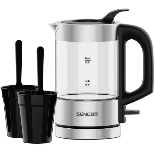 Sencor SWK 160SS Ceļojuma tējkanna ar 2 krūzēm un 2 karotēm komplektā 0.5L 1100W