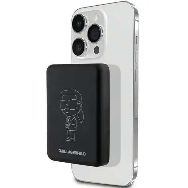 Karl Lagerfeld KLPBM5KIOTTGK NFT Outline Ikonik ārējais akumulators (powerbank) | 5 000 mAh | MagSafe | melns