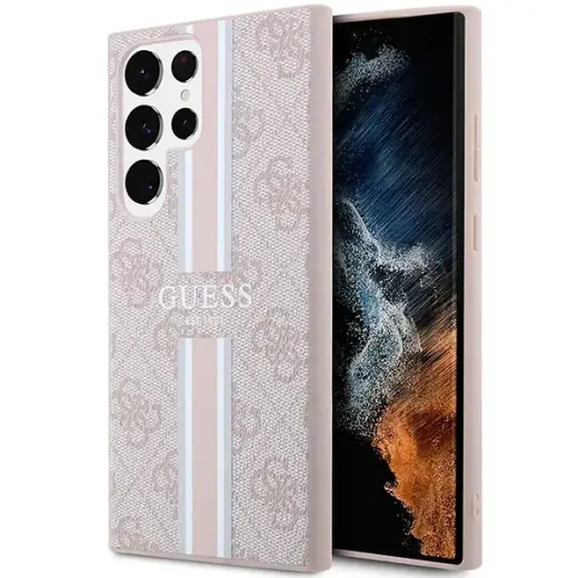 Guess GUHCS23LP4RPSP S23 Ultra S918 różowy|pink hardcase 4G Printed Stripe
