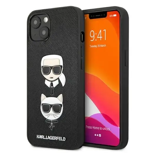 Karl Lagerfeld KLHCP13SSAKICKCBK iPhone 13 mini 5,4" czarny|black hardcase Saffiano Karl & Choupette