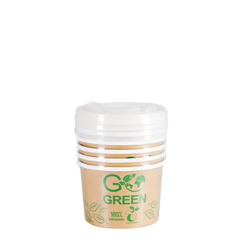 Kompostitavad kaanega toidunõud Go Green 230 ml, 5 tk. / 0,06 kg