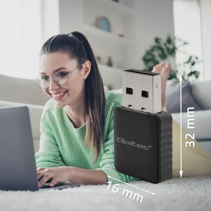 Qoltec Wireless Ultra fast DUAL mini WiFi adapter 2 x 2dBi  | Standard AC | USB 3.0 | 1300Mbps