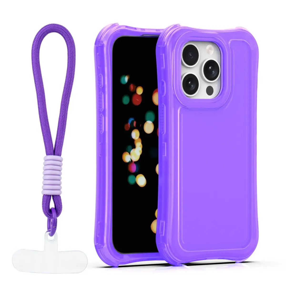 Safepop maciņš ar siksniņu telefonam iPhone 15 Pro violets