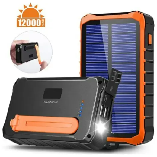 4smarts Prepper external battery (powerbank) | 12000 mAh | Solar Panel | gray