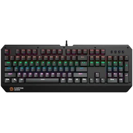 CANYON Hazard GK-6, Wired multimedia gaming keyboard with lighting effect, 108pcs rainbow LED, Numbers 104keys, EN double injection layout, cable length 1.8M, 450.5*163.7*42mm, 0.90kg, color black