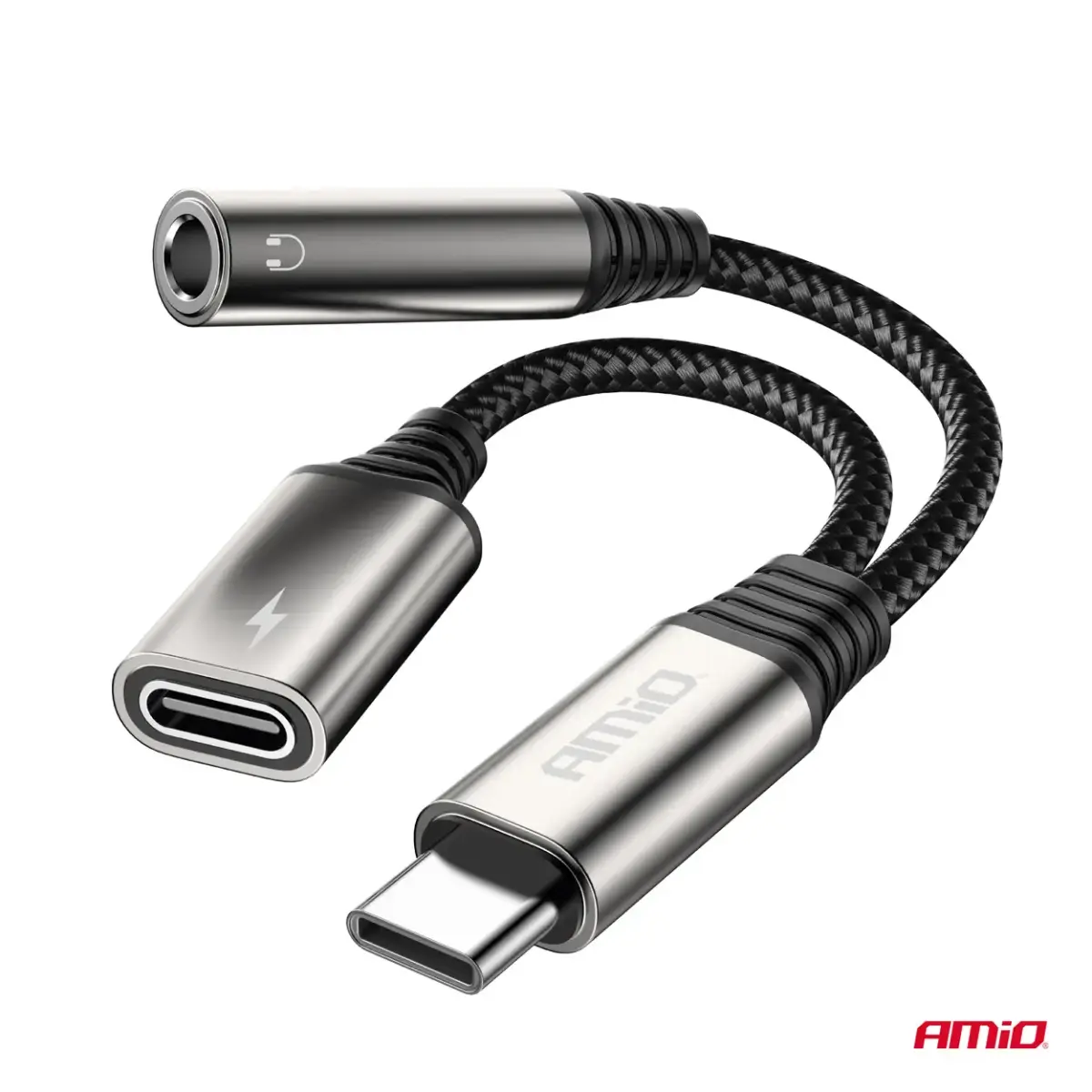 USB-C TO TYPE USB-C + Mini Jack 3.5mm Female Adapter 10cm AMIO-04295