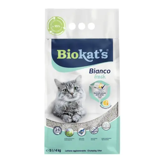 Smiltis kaķu tualetei - Biokats Bianco Fresh, 5 L