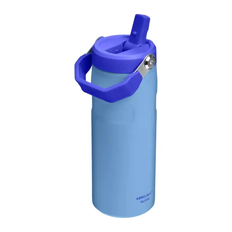 Termopudele ar salmiņu The IceFlow Bottle Flip Straw 2.0 0,47L gaiši zila