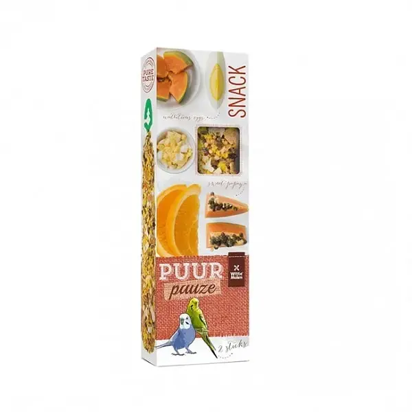 Additional feed for birds : Witte Molen Puur PAUZE STICKS BUDGIE PAPAYA & ORANGE 60g
