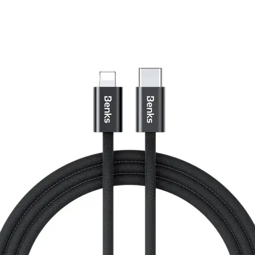 Benks D46 datu pārraides un uzlādes vads | USB-C uz Lightning | PD | 27W | 2m | melns
