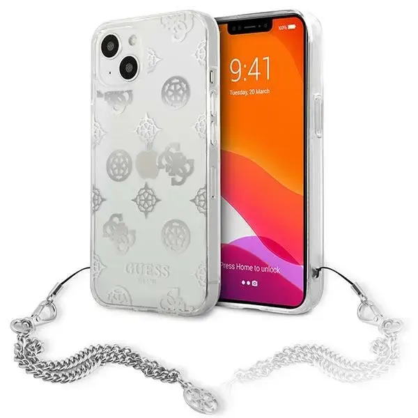 Guess GUHCP13SKSPESI iPhone 13 mini 5,4" srebrny|silver hardcase Peony Chain Collection