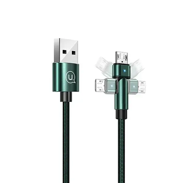 USAMS U60 SJ478USB02 datu pārraides un uzlādes vads | USB-A uz Micro USB | 10W | 1m | zaļš