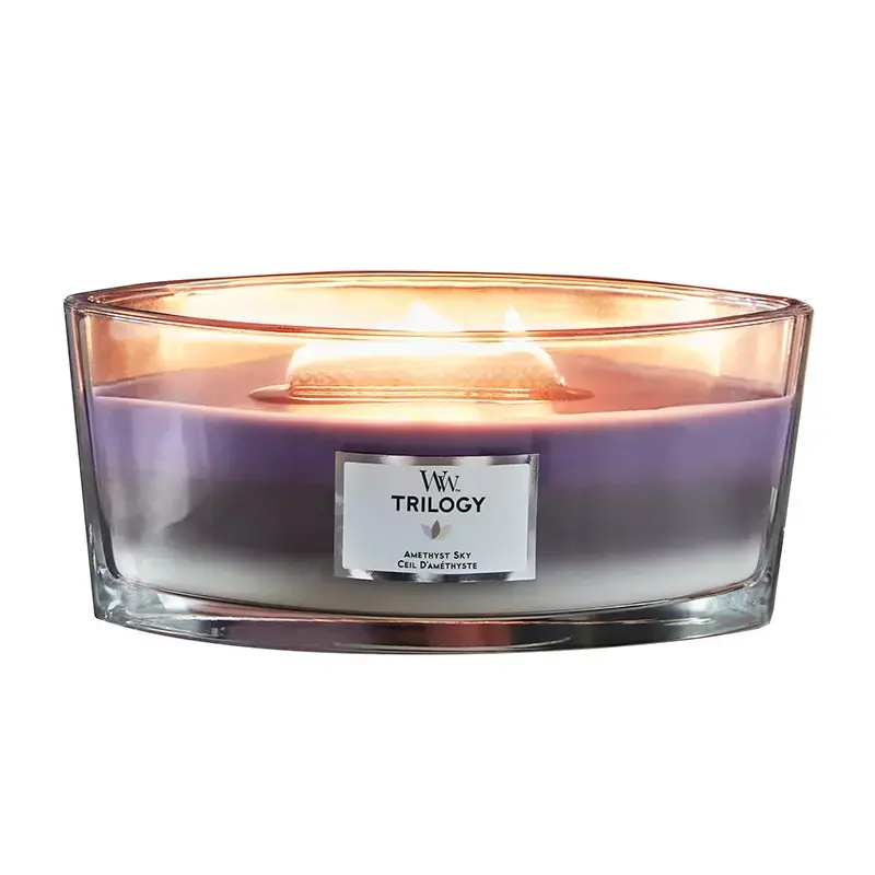 Amethyst Sky Candle Ellipse Trilogy Candle WoodWick, 9.2cm X 19.1cm X 12.1cm | Ambery, Gourmand