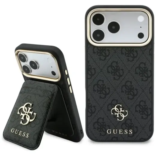 Case Guess 4G z portfelem Magsafe for iPhone 18 Pro / 17 Pro black