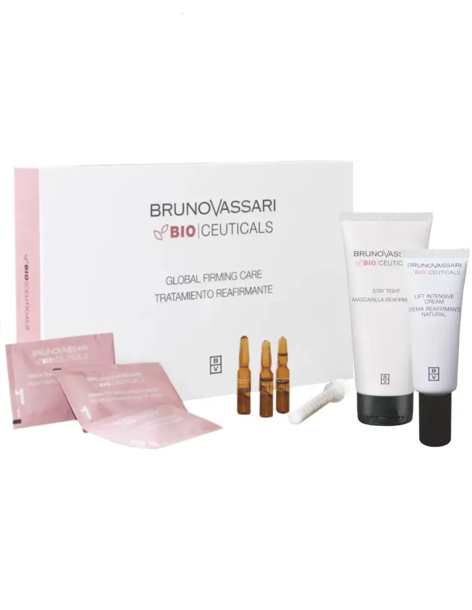 Global Firming Care Treatment Set Bruno Vassari: Bio Ceuticals, Green Tea, Exfoliating Powder, x3 pcs + Bio Ceuticals, Vitamin C, Ampoules Treatment Serum, For Women, x3 pcs + Bio Ceuticals Stay Tight, Cream Mask + Bio Ceuticals Lift Intensive, Lifting, Cream, 50 ml