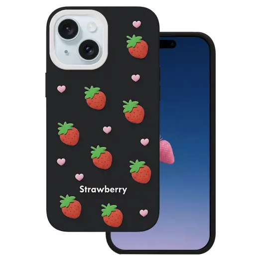 Strawberry phone case for iPhone 13 | iPhone 14 | iPhone 15 black