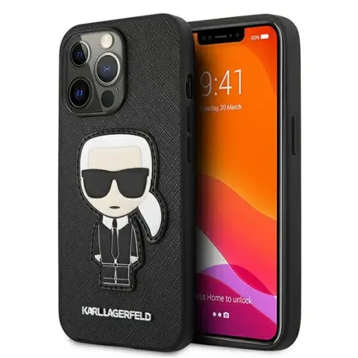 Karl Lagerfeld KLHCP13LOKPK iPhone 13 Pro | 13 6,1" czarny|black hardcase Saffiano Ikonik Karl`s Patch