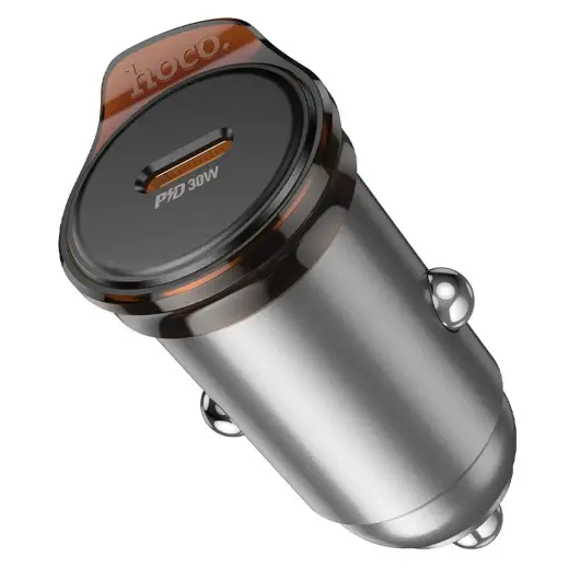 HOCO NZ16 automobilinis įkroviklis | 30W | PD, QC | USB-C | pilkas
