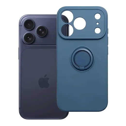 Silicone Ring maciņš ar statīvu telefonam iPhone 17 Pro | iPhone 18 Pro zils