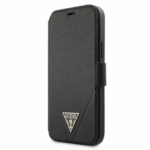 GUFLBKP12MVSATMLBK Guess Saffiano V Stitch Book Case for iPhone 12|12 Pro 6.1 Black