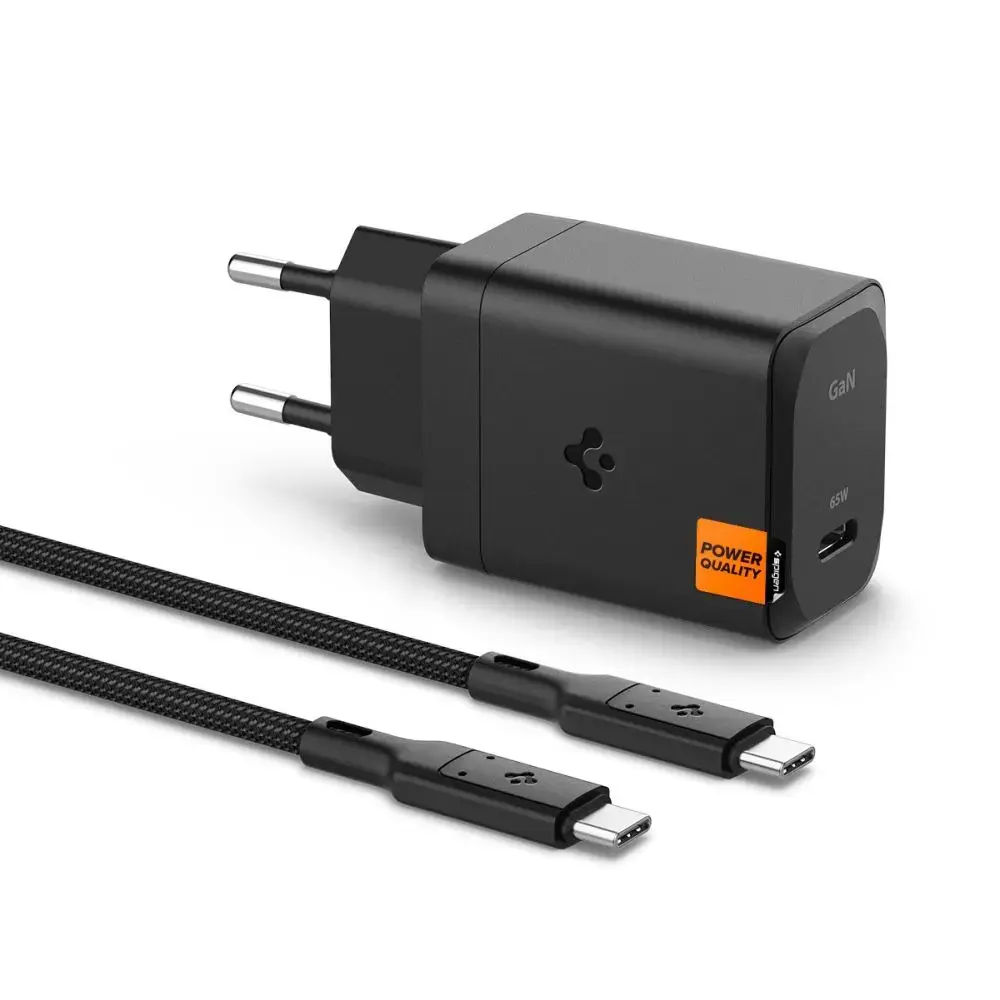 SPIGEN ARCSTATION PRO travel charger | 65W | GaN | USB-C | with USB-C to USB-C cable included | black