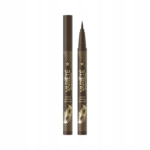 Eveline Cosmetics, Variete, Precise Eyeliner Brush, Liquid Eyeliner, 02, Brown, 4 ml