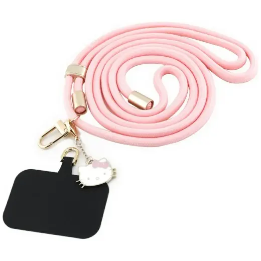Hello Kitty Patch & Kitty Head Charm Universal Phone Lanyard Pink