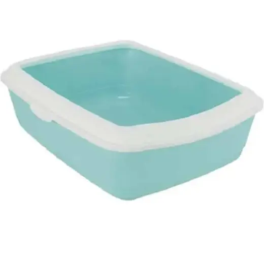 Kaķu tualete : Trixie Classic cat litter tray, with rim, 37 × 15 × 47 cm, mint|white