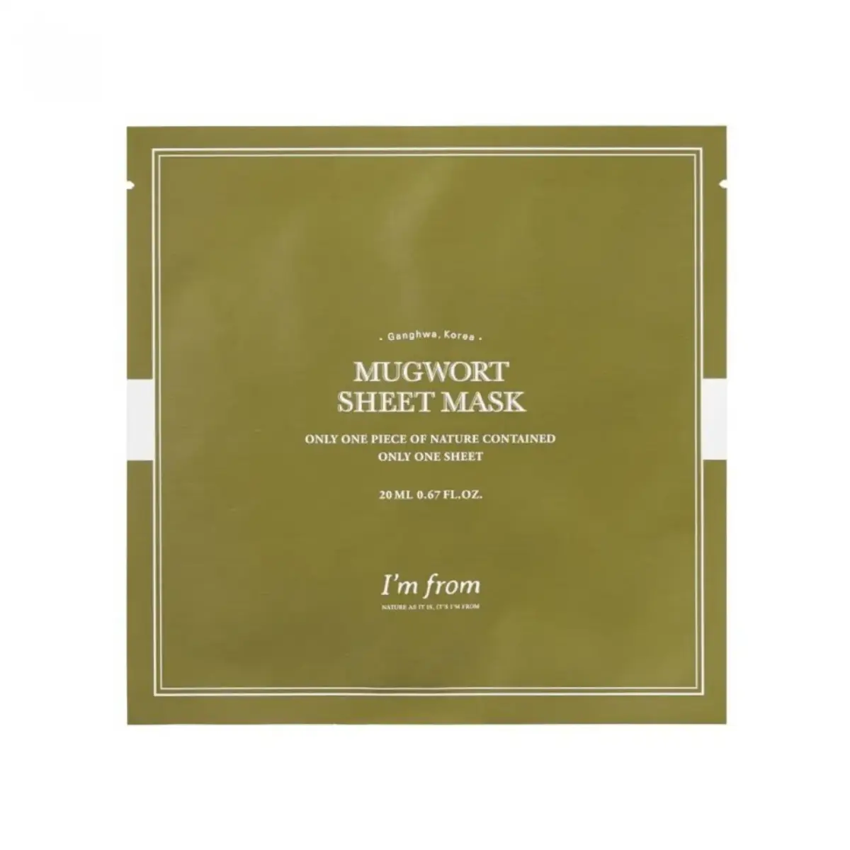 I'm From, Mugwort, Revitalizing, Hydrating, Sheet Mask, For Face, 20 ml