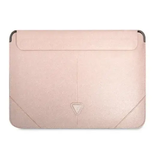 Oriģinālais GUESS klēpjdatora maciņš Saffiano Triangle Logo GUCS16PSATLP 16 collas rozā krāsā