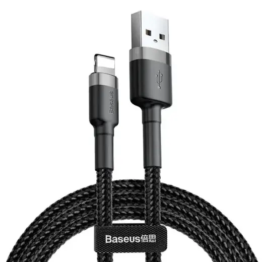 Baseus Cafule datu pārraides un uzlādes vads | USB-A uz Lightning | 10W | 3m | melns, pelēks