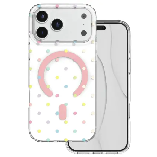 Bubble Dots Mag phone case with MagSafe support for iPhone 17 Pro Max | iPhone 18 Pro Max white